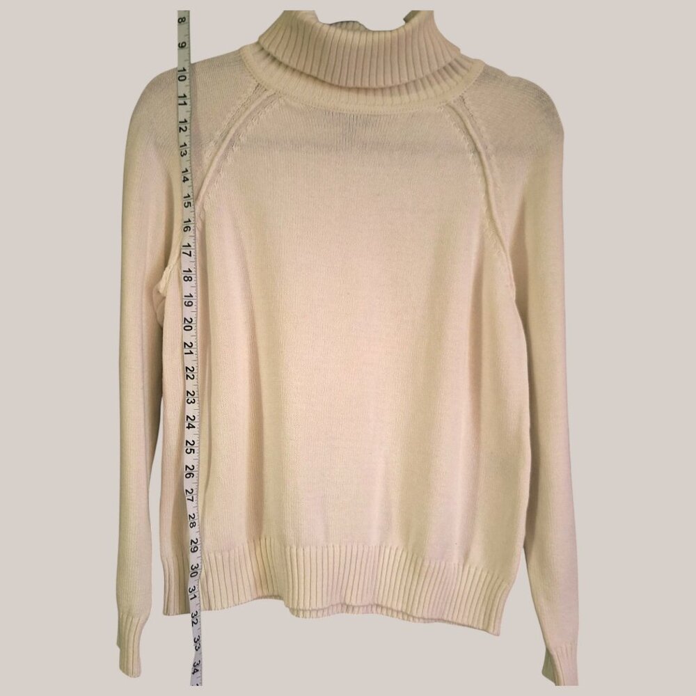 PET/PL Karen Scott Women Pullover Sweater Cream Long Sleeve Turtleneck